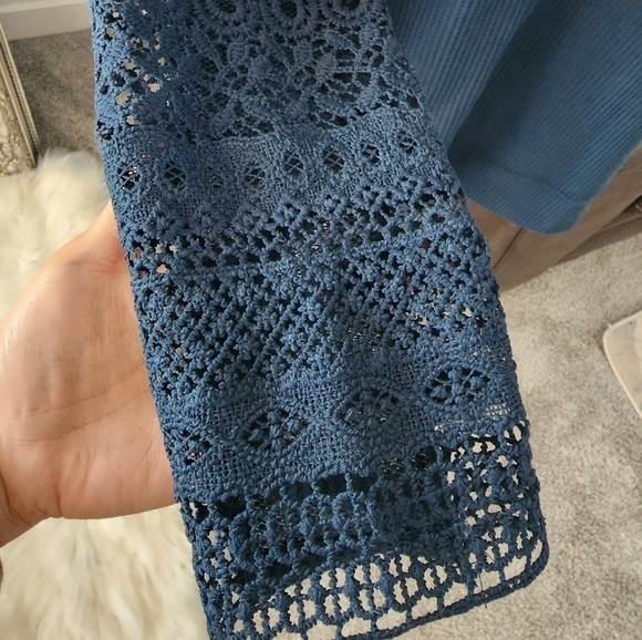 1775 Crochet detail sleeves waffle knit top size Large. New. - Picture 4 of 8